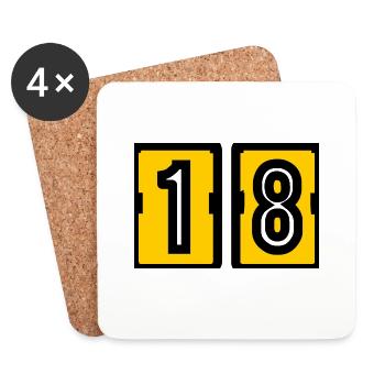 18. 18 YEARS OLD. 18th ANNIVERSARY. BIRTHDAY 18 YEARS. - Coasters (set of 4) - white - Front