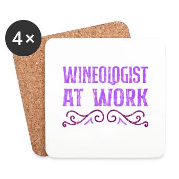 Wineologist au travail 3 - Dessous de verre (lot de 4) - blanc - Devant
