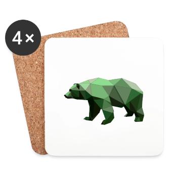 Bear, Polygon, Hiking, Trees, Animal, Wilderness, Nature, Green - Coasters (set of 4) - white - Front