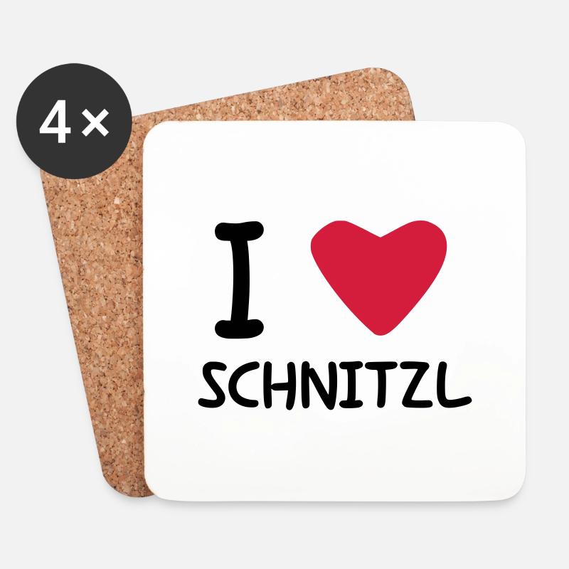 I love Schnitzl - Untersetzer (4er-Set) - Weiß