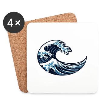 The Great Wave off Kanagawa | Katsushika Hokusai - Coasters (set of 4) - white - Front