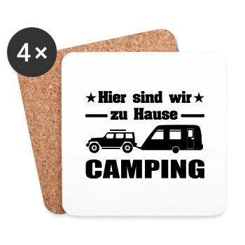 Camping - Untersetzer (4er-Set) - Weiß - Vorne