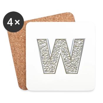 W, letter, initial, monogram, - Untersetzer (4er-Set) - Weiß - Vorne