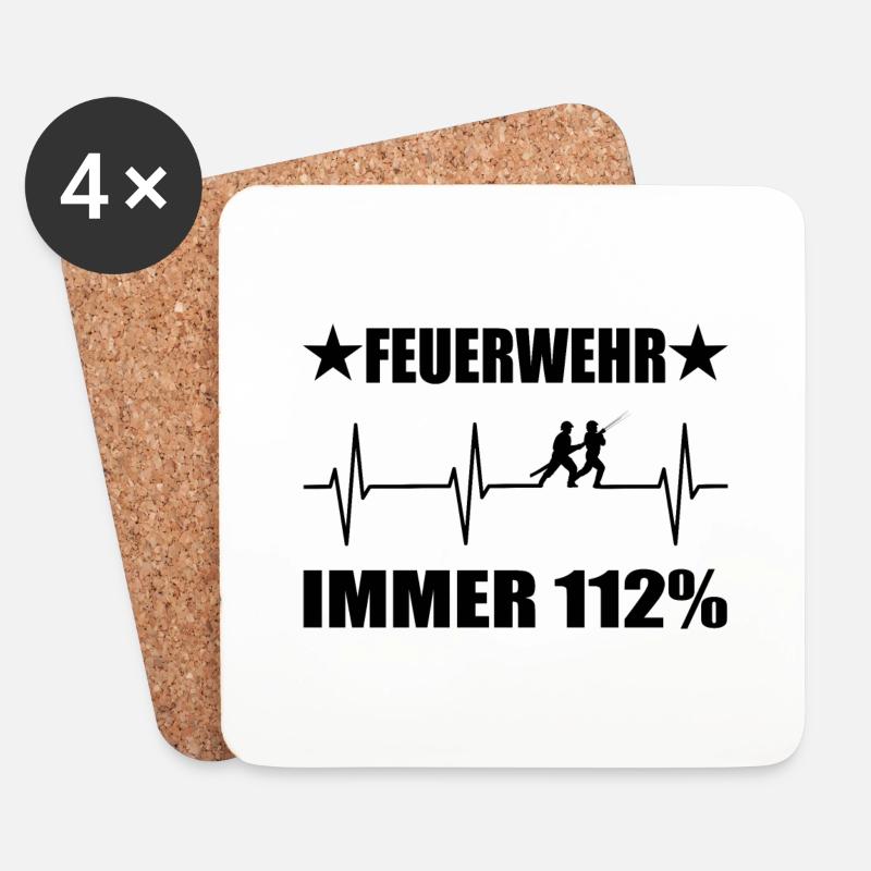 Feuerwehr - Untersetzer (4er-Set) - Weiß