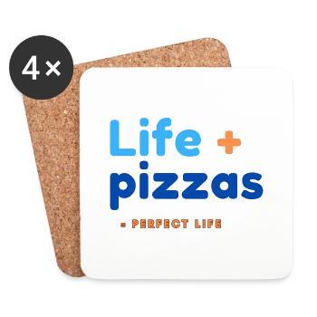 Vie + Pizzas = Vie parfaite - Dessous de verre (lot de 4) - blanc - Devant