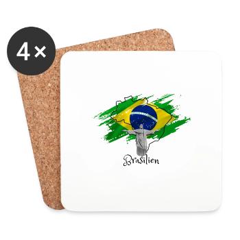 Ich liebe Brasilien - Christus Statue - Untersetzer (4er-Set) - Weiß - Vorne