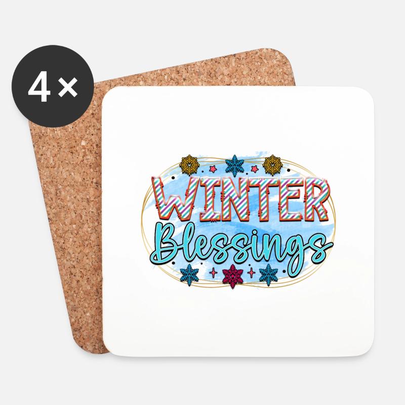 Winter blessings - Coasters (set of 4) - white