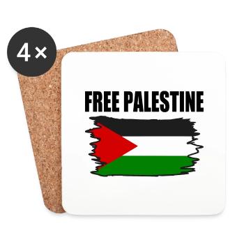 Free palestine - Dessous de verre (lot de 4) - blanc - Devant