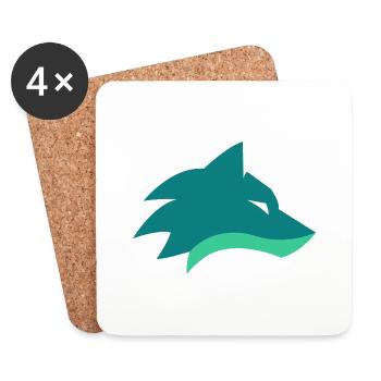 Logo de loup - Dessous de verre (lot de 4) - blanc - Devant