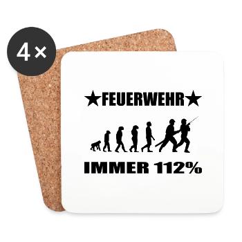 Feuerwehr - Untersetzer (4er-Set) - Weiß - Vorne