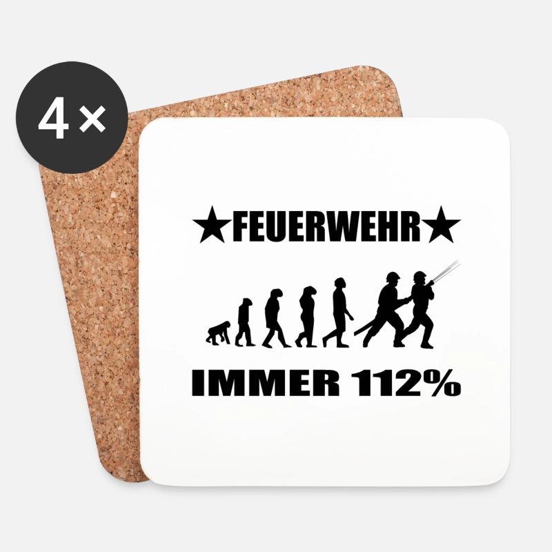 Feuerwehr - Untersetzer (4er-Set) - Weiß