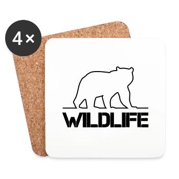 Bear Silhouette Wildlife - Coasters (set of 4) - white - Front