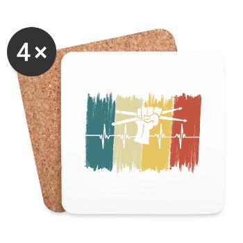 Vintage Heartbeat Music Drummer - Coasters (set of 4) - white - Front