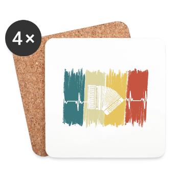 Vintage Heartbeat Accordion - Coasters (set of 4) - white - Front