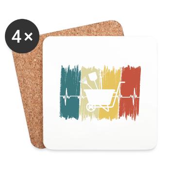 Vintage Heartbeat Gardening - Coasters (set of 4) - white - Front