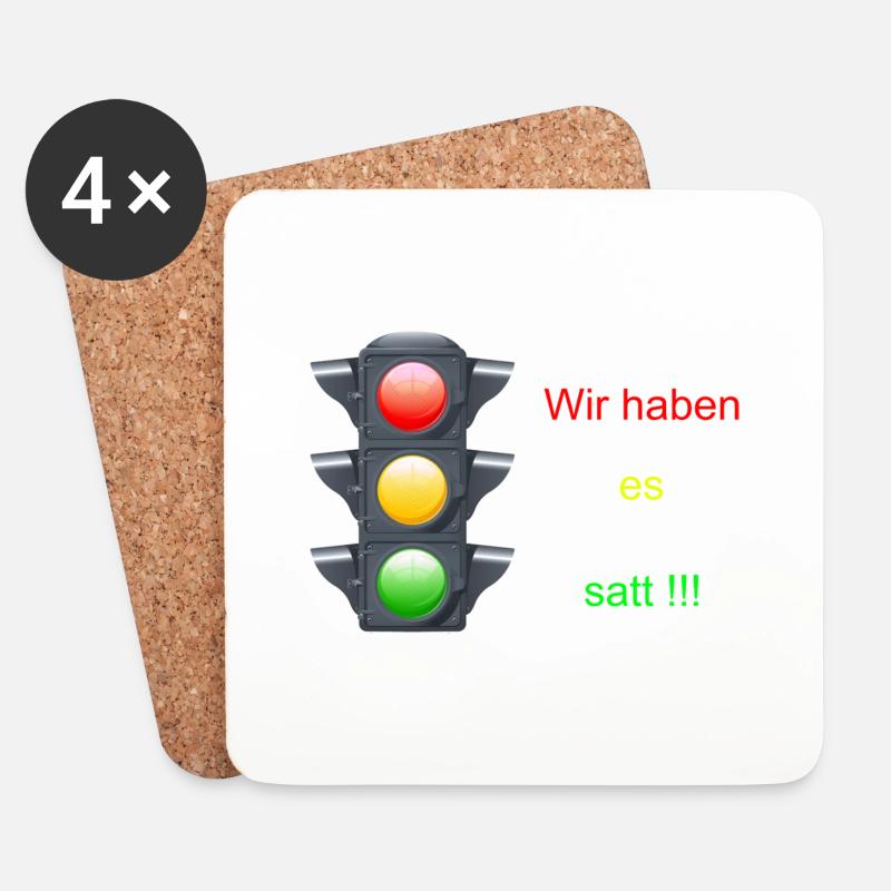 Bauern Demo Ampel - Untersetzer (4er-Set) - Weiß
