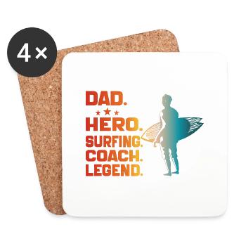 Papa Held Surf Coach Legende Lustig Surfen Papa - Untersetzer (4er-Set) - Weiß - Vorne