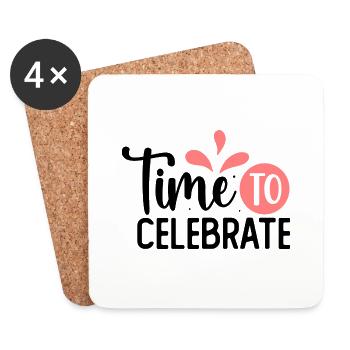 Design Time to celebrate rose - Dessous de verre (lot de 4) - blanc - Devant