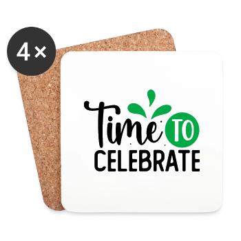 Design Time to celebrate vert - Dessous de verre (lot de 4) - blanc - Devant