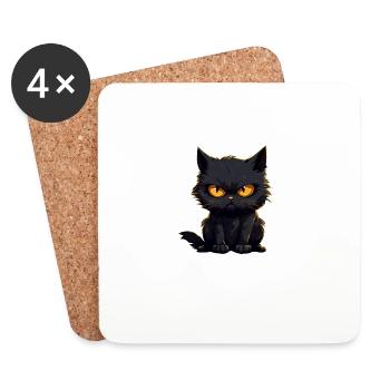 Chat noir maman s Little Darling - Dessous de verre (lot de 4) - blanc - Devant
