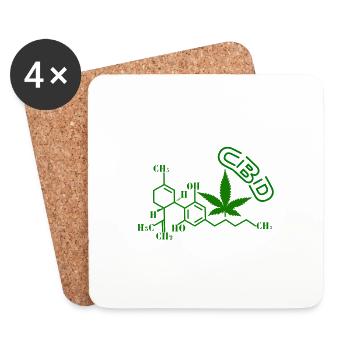 CBD molecular structure - Coasters (set of 4) - white - Front