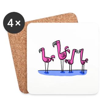 vier Flamingos - Untersetzer (4er-Set) - Weiß - Vorne