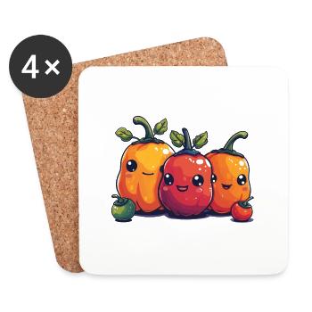 Style bande dessinée familiale Paprika - Dessous de verre (lot de 4) - blanc - Devant