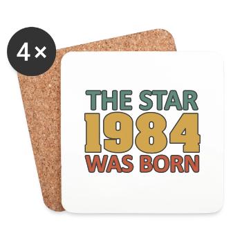 40e anniversaire 1984. Le Star 1984 était né - Dessous de verre (lot de 4) - blanc - Devant