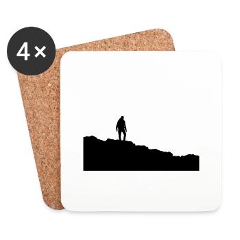silhouette of a wanders on top of the mountain - Coasters (set of 4) - white - Front