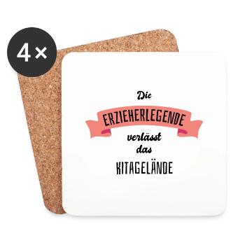 Die Erzieherlegende verlässt das Kitagelände Herz - Untersetzer (4er-Set) - Weiß - Vorne