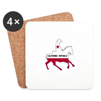Cowboy drapeau de l’État de Californie - Dessous de verre (lot de 4) - blanc - Devant