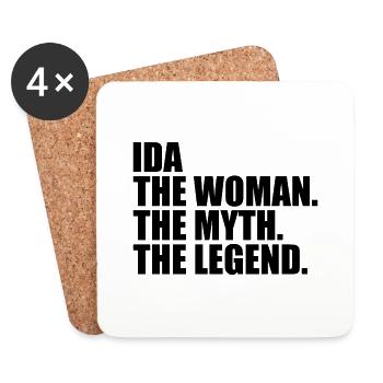 Woman Myth Legend Name Ida - Coasters (set of 4) - white - Front