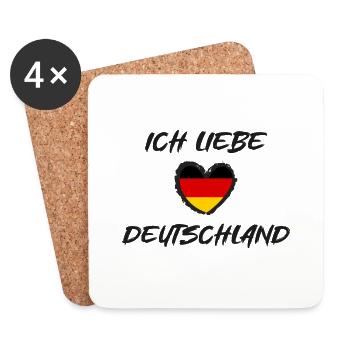 Ich liebe Deutschland Herz Flagge - Untersetzer (4er-Set) - Weiß - Vorne