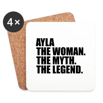 Woman Myth Legend Name Ayla - Coasters (set of 4) - white - Front