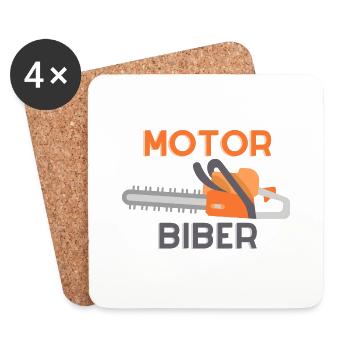 Motorsäge Kettensäge Waldarbeiter Biber - Untersetzer (4er-Set) - Weiß - Vorne
