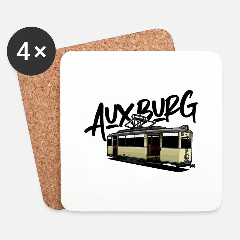 Augsburg / Tram / Straßenbahn // Illustration - Untersetzer (4er-Set) - Weiß