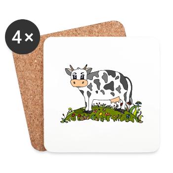 Vache - Dessous de verre (lot de 4) - blanc - Devant