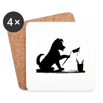 A dog brings color to the greyest day - Coasters (set of 4) - white - Front