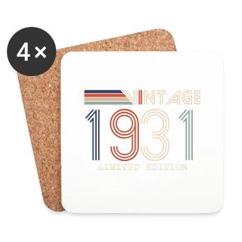 Vintage 1931 Cadeau Anniversaire - Millésime 1931 - Dessous de verre (lot de 4) - blanc - Devant