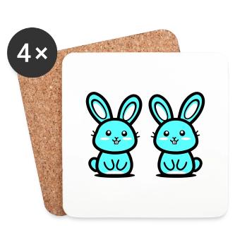 Ostern Symbol Hase - Untersetzer (4er-Set) - Weiß - Vorne