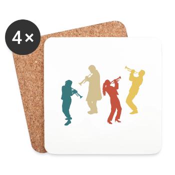 Vintage Retro Trumpet - Coasters (set of 4) - white - Front