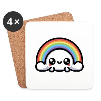 Kawaii Cute Rainbow - Coasters (set of 4) - white - Front
