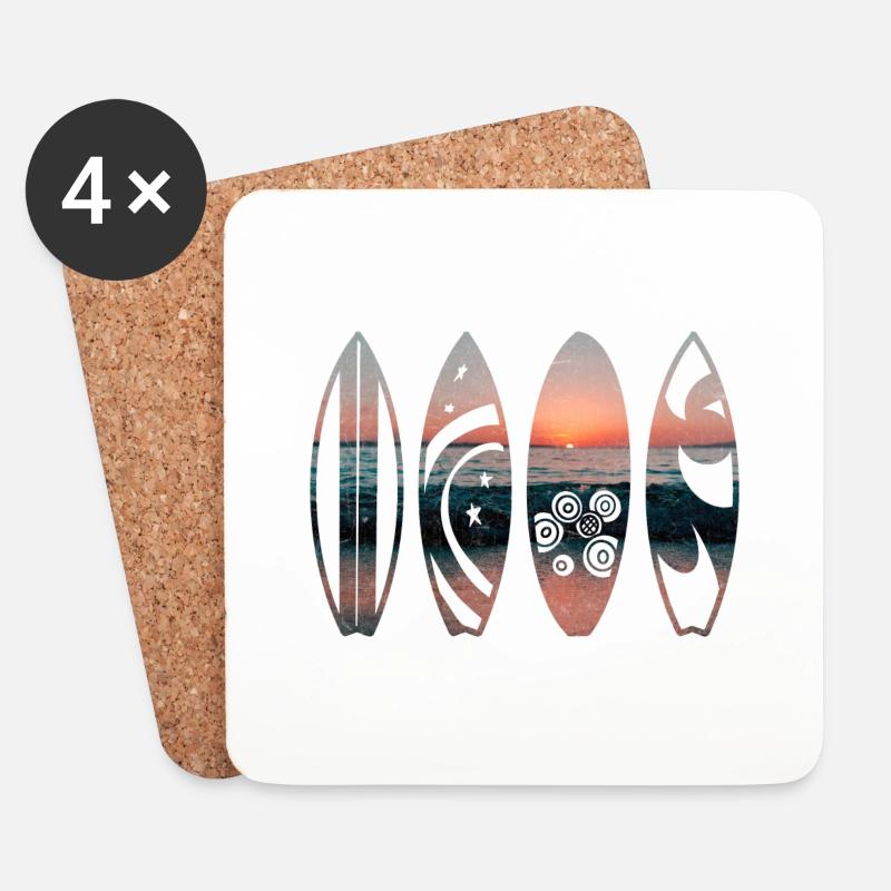 Sunset Surfboards - Coasters (set of 4) - white