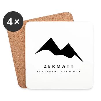Minimalistisches Zermatt-Logo - Untersetzer (4er-Set) - Weiß - Vorne