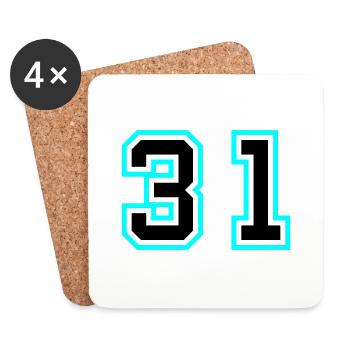 31 Symbole numérique - Dessous de verre (lot de 4) - blanc - Devant