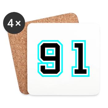 91 Zahl Symbol - Untersetzer (4er-Set) - Weiß - Vorne