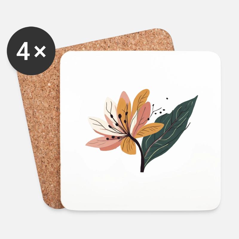 Blume Lilie minimalistisch - Untersetzer (4er-Set) - Weiß
