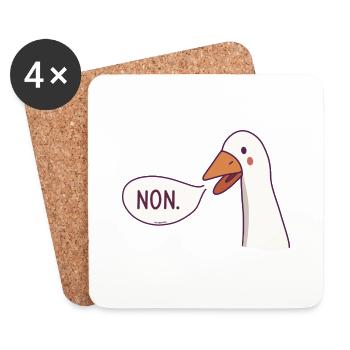 L'oie qui dit non - Dessous de verre (lot de 4) - blanc - Devant