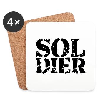 Stempel Soldat Logo Krieg General Freiheitskämpfer - Untersetzer (4er-Set) - Weiß - Vorne