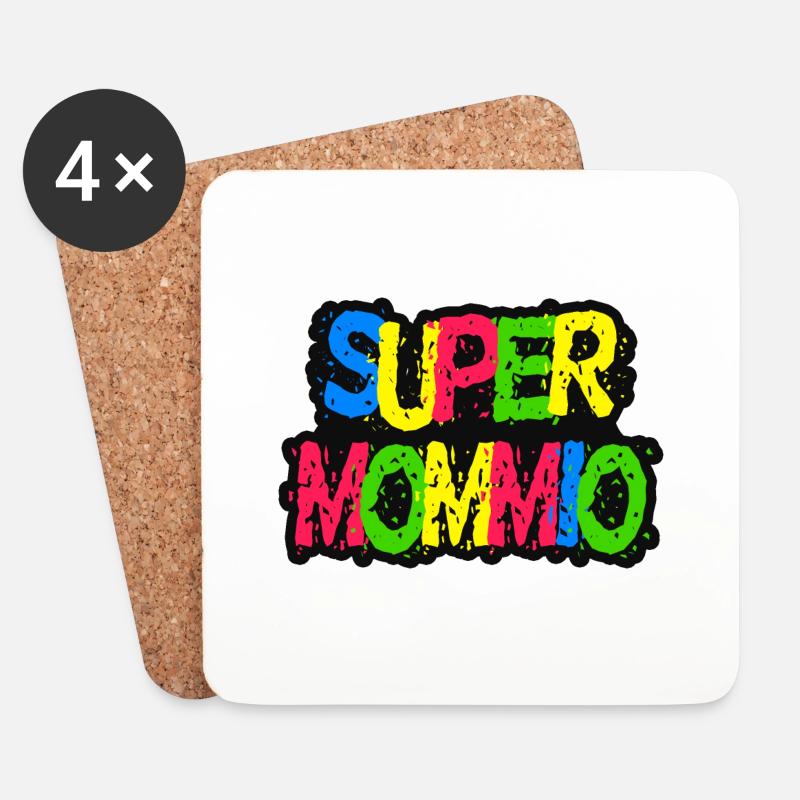 Super Mommio Lustiges Muttertags-T-Shirt - Untersetzer (4er-Set) - Weiß